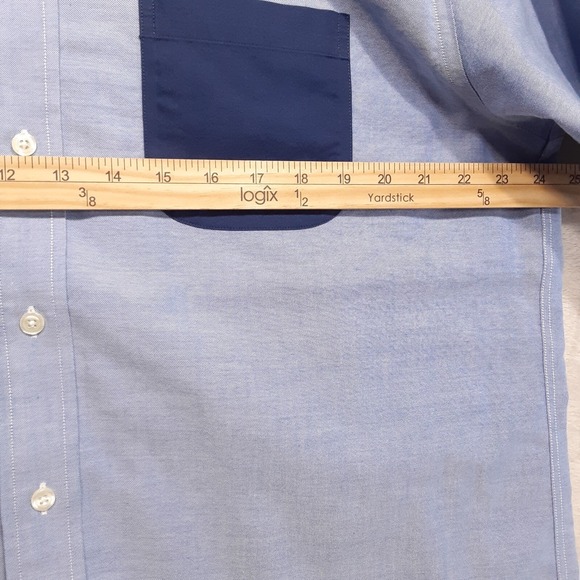 Brooks Brothers 346 Mens Duo Tone Short Sleeve Button Shirt Sz.Large/Light Blue - Picture 6 of 8